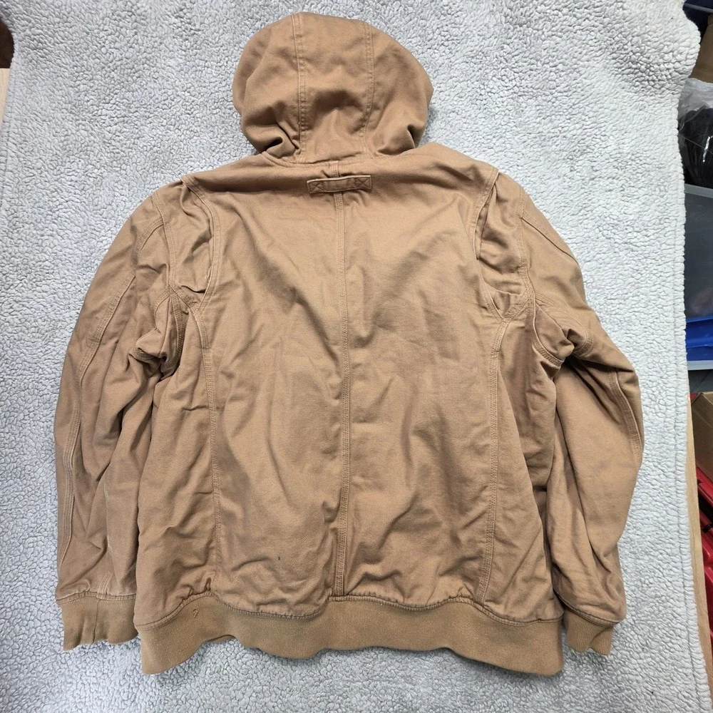 Duluth Trading Co Vintage Hooded Canvas Chore Work Jacket Flannel Lined Size 2XL